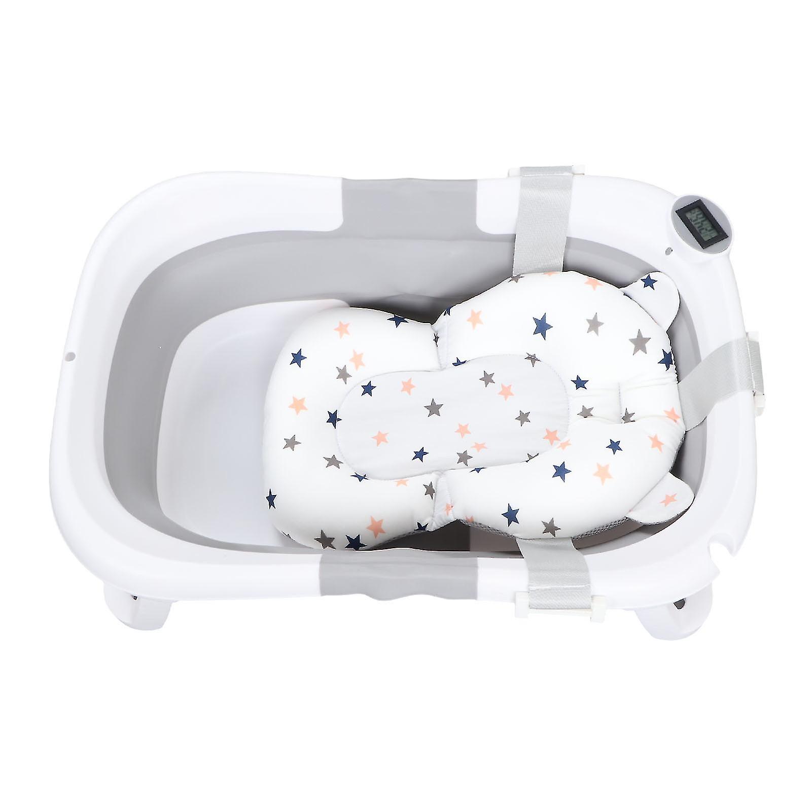 ベビーバスタブは、サスペンションパッド温度計の滑りを防ぎ、幼児用ドレンホール折りたたみ式バスタブグレー