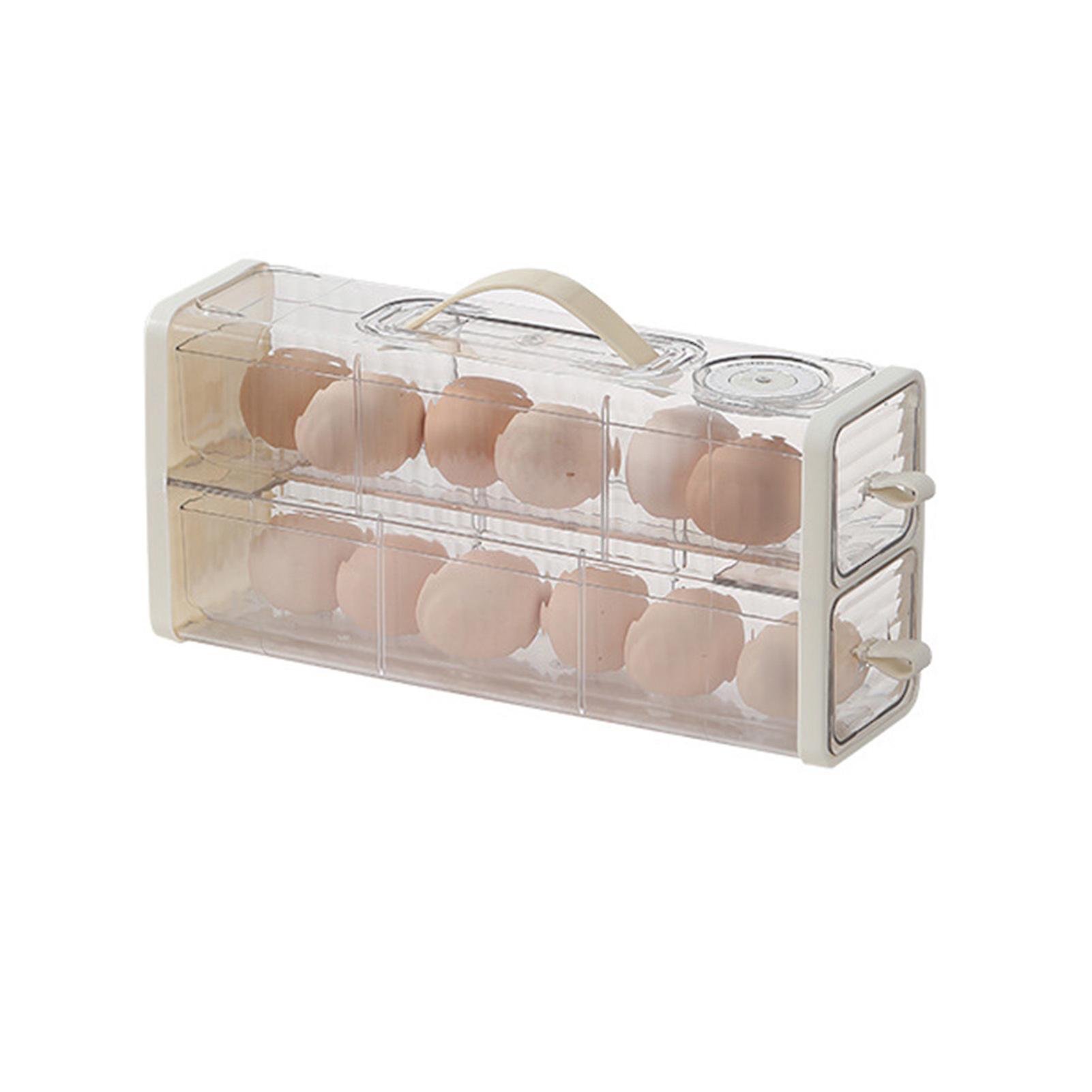 Egg Box with Date Record Knob Portable Large Capacity Egg Container for Bedroom