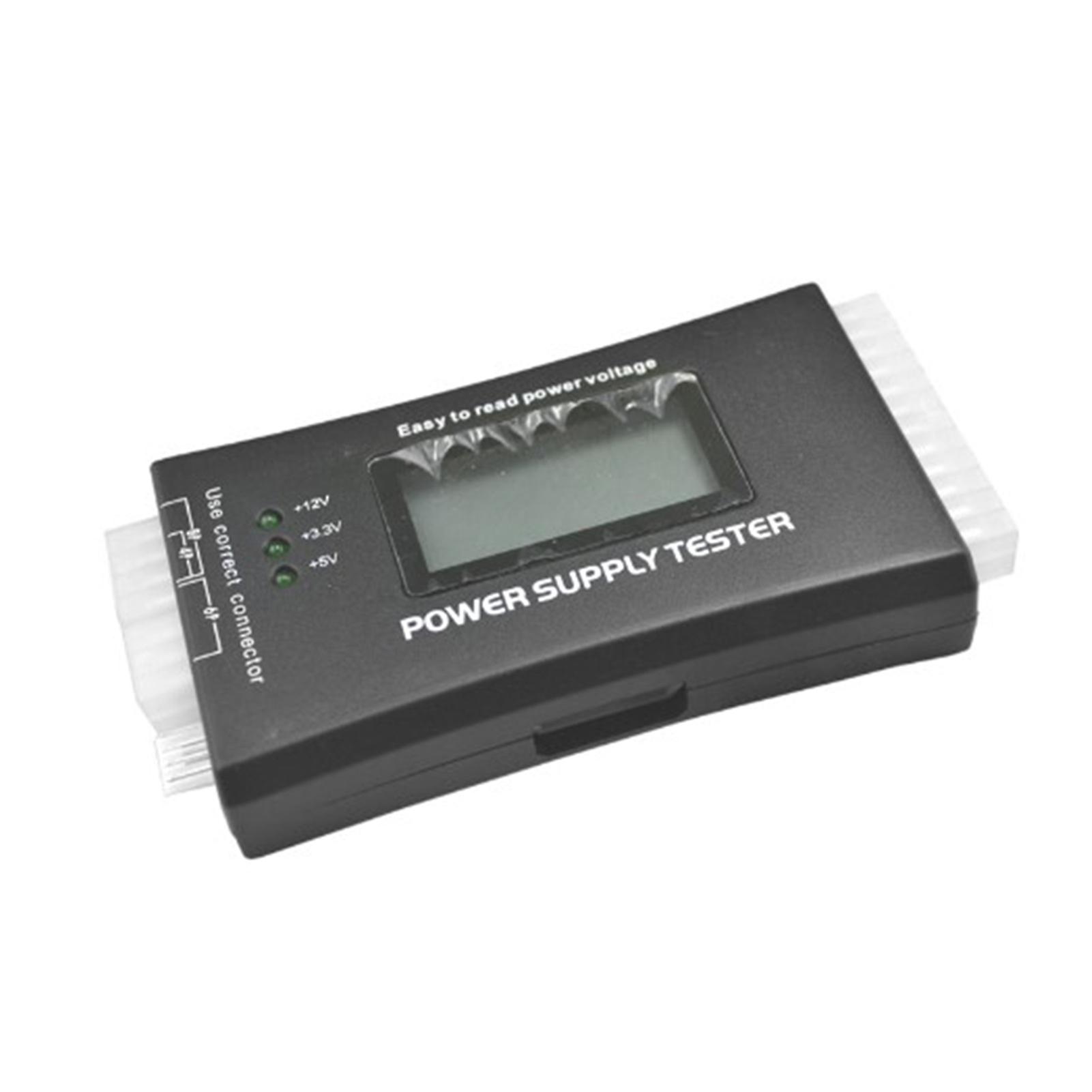 Power Supply Tester Multifunctional LCD Digital Display Accurate Precision PG Automatic Alarm 20/24 Pin PC Case Power Supply Meter Diagnostic Tool