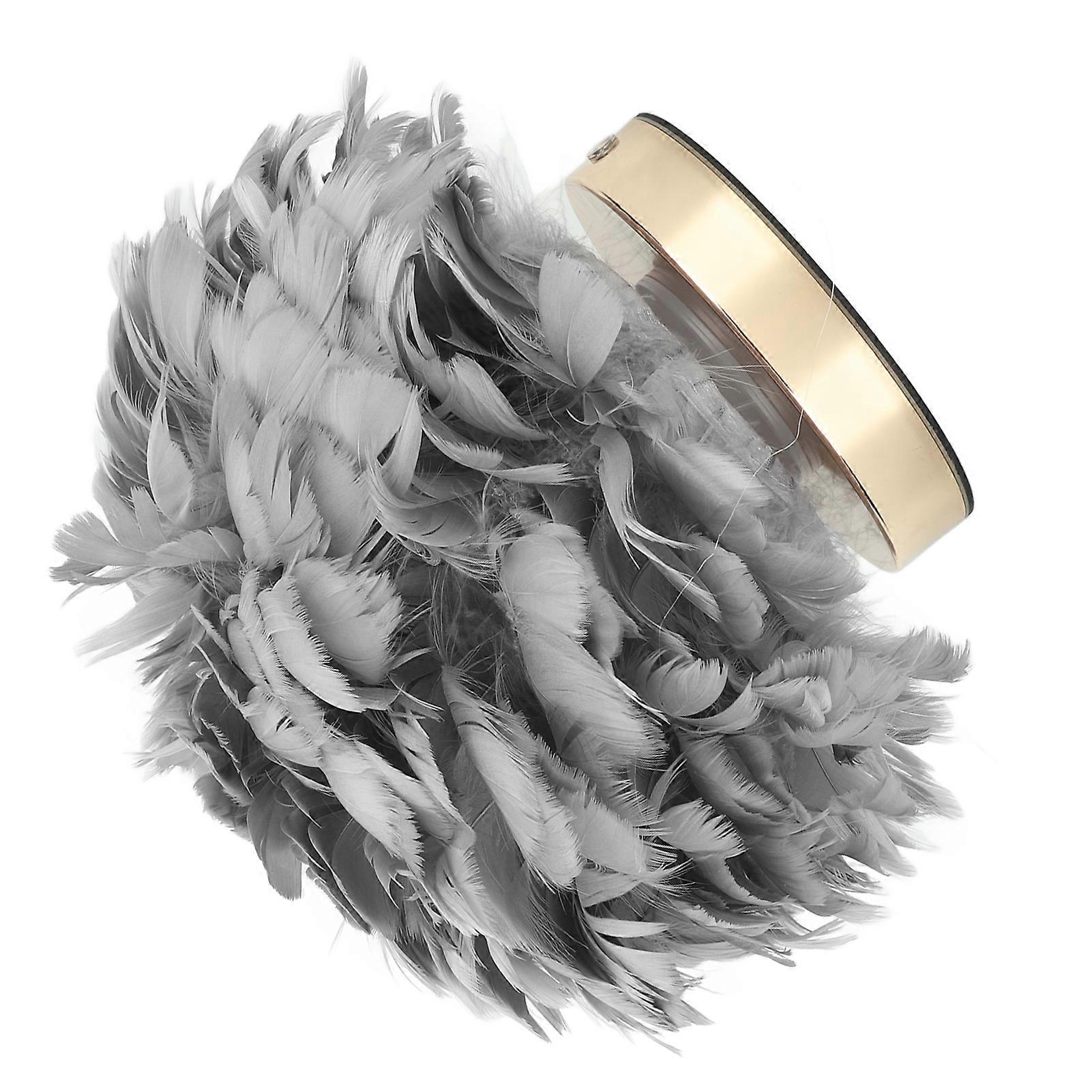 Feather Table Lamp USB Type C 5V Touch Control Stepless Dimming LED Table Lamp for Bedroom Cafe Grey 