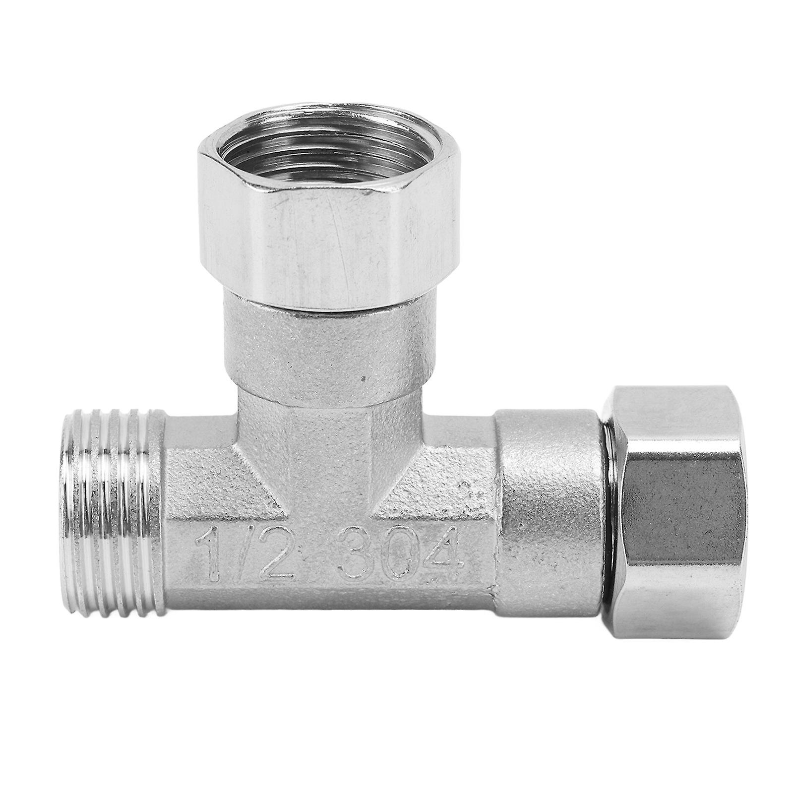 Pipe Fitting 3 Way Tee 304 Stainless Steel Hose Connector Pipeline Adapter G1/2 for Water Air 2 Female Thread Joint and 1 Male Thread Joint