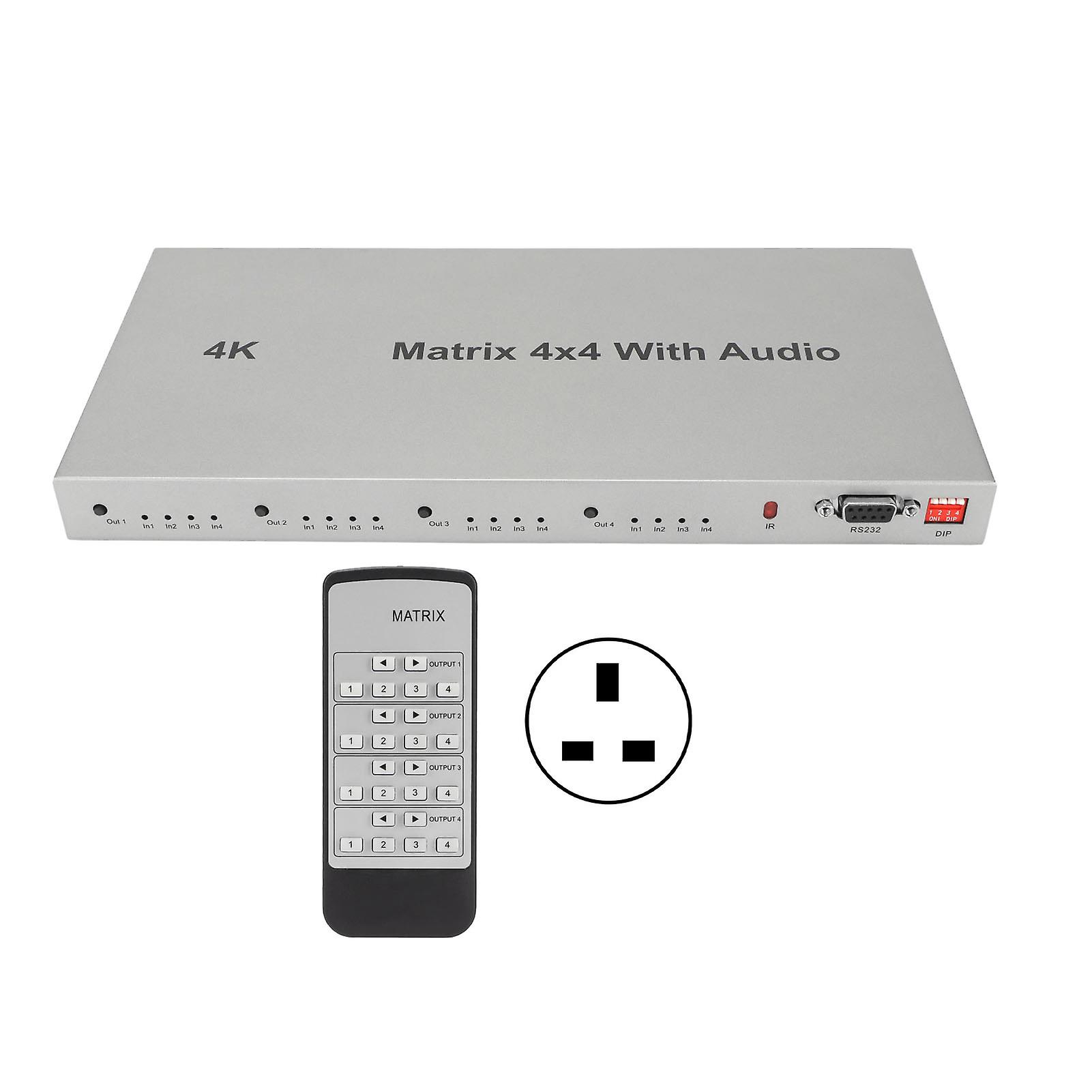 4x4 4K HD Multimedia Interface Switcher | Aluminium Alloy, EDID & IR Control, UK Plug