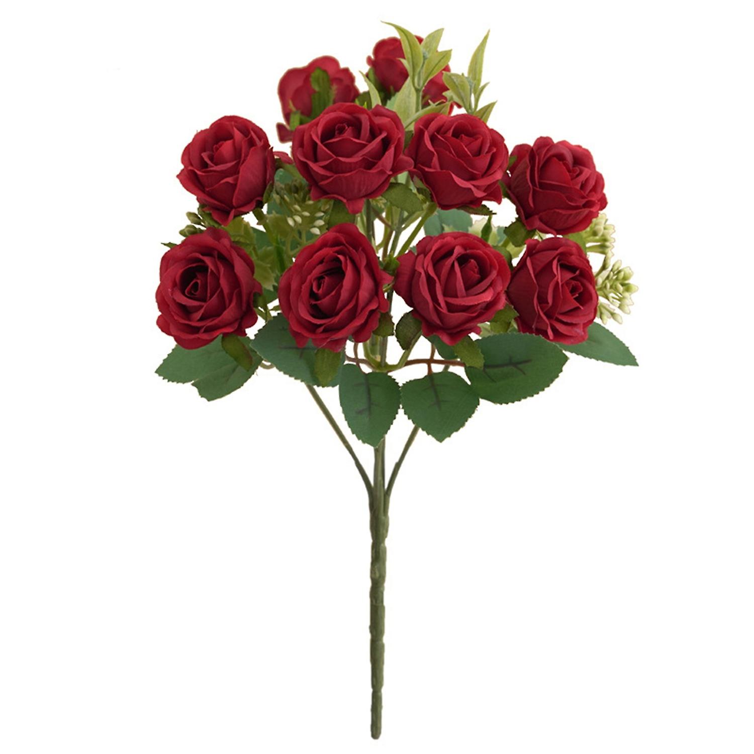 Artificial Rose Flower 10 Heads Realistic Looking Non-Fading Curled Petals Easy Maintenance No Odor