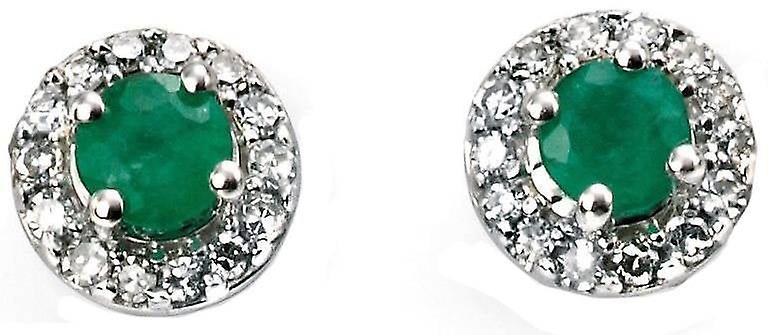 Elements Gold Emerald and Diamond Earrings - Green/Silver
