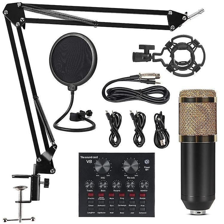 Studio audio interface karaoke microphone V8 sound card condenser microphone