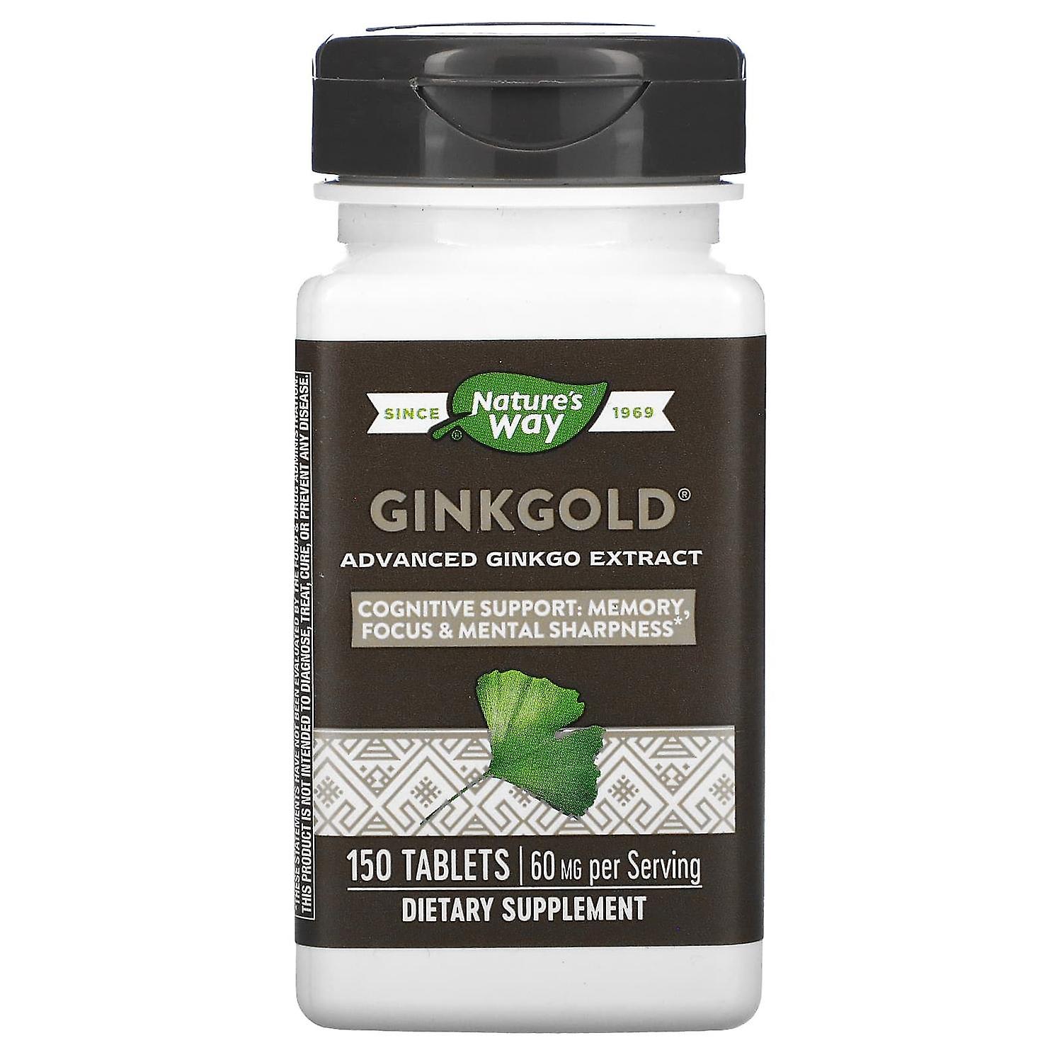 Nature's Way, Ginkgold, Extrait avancé de Ginkgo, 60 mg, 150 comprimés