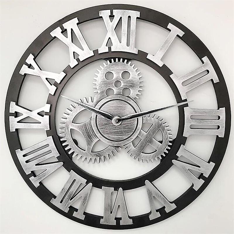 40cm Wooden Single-sided Gear Rome Number Wall Clock