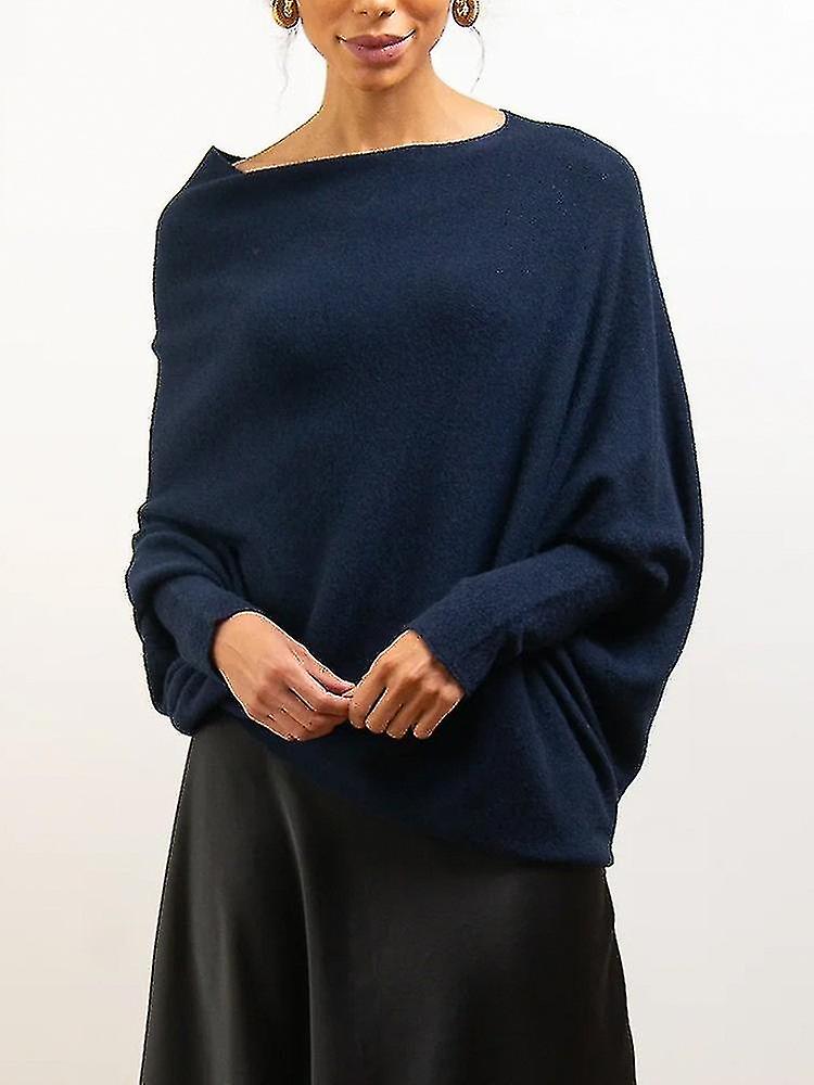 Asymmetric Draped Jumper, A Jumper As Ultra Soft As The Clouds Ladies Long Sleeve Slouch Batwing Plain Soft Knitted Jumper
