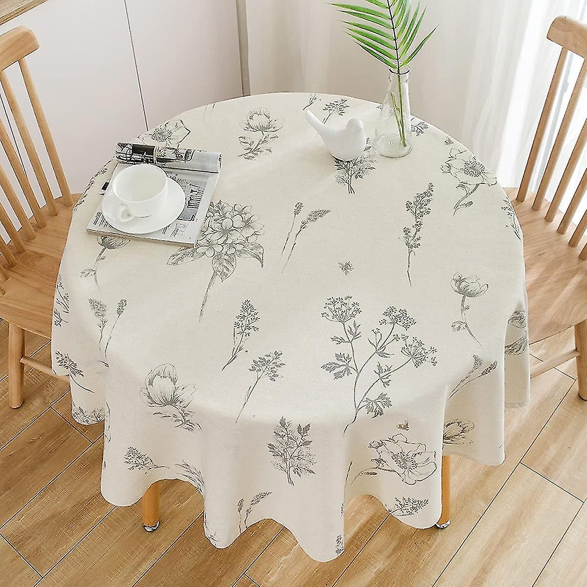 2023 - Round Tablecloth Beige Print 150cm, Small Round Tablecloth Round Wipe Clean Round Tablecloth