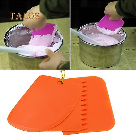 3 Pcs Dough Icing Fondant Scrapers Cake Decor Plain Smooth Jagged Edge Spatulas Pastry Tools