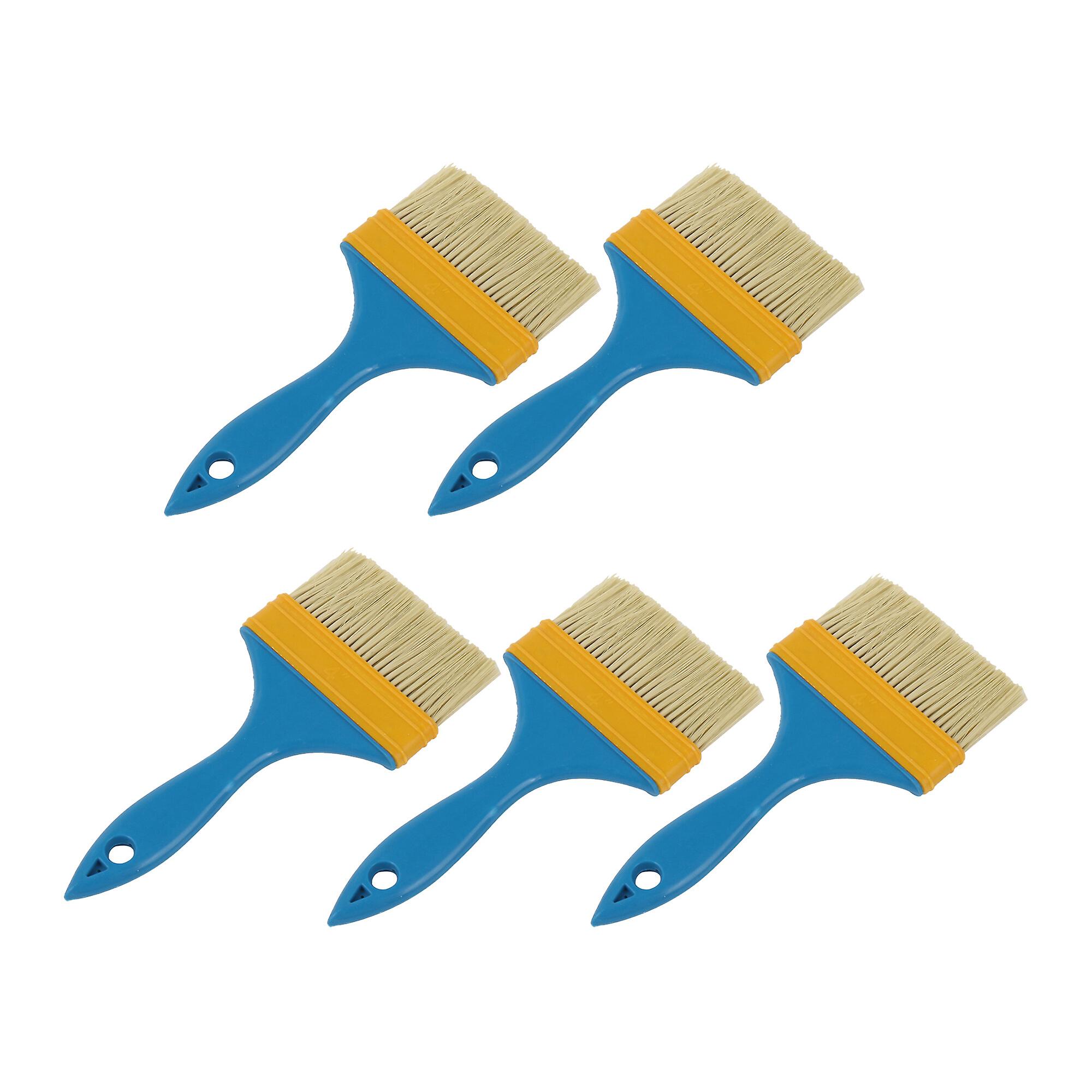 5 Pcs Painting Brush for Window Frames w/ Blue Plastic Handle 4 Inches