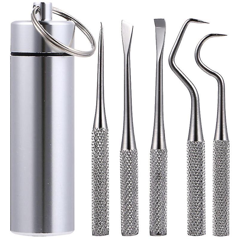 Cure-dents en acier inoxydable 1set avec support