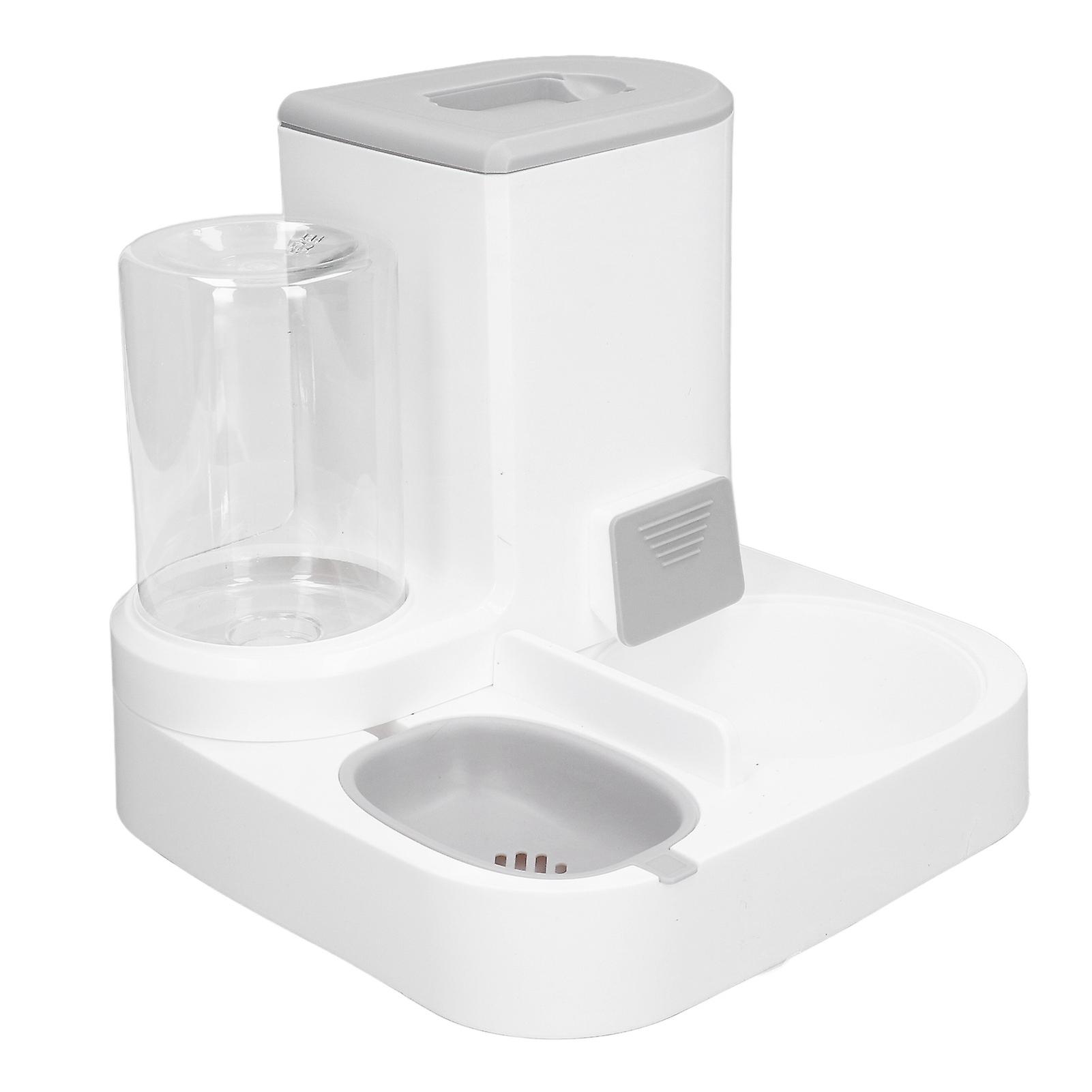 Pets Automatic Feeder Waterer Set Multifunction 2 in 1 One Piece Large Capacity Cat Waterer Feeder for Indoor Gray 