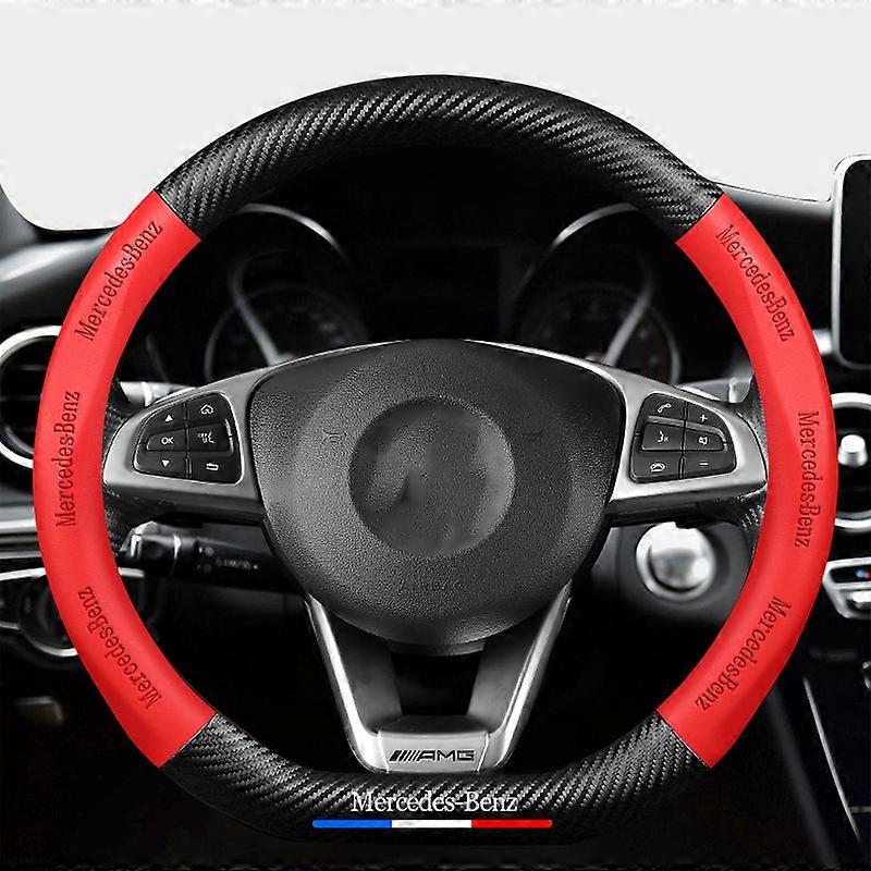 Bil Rattkåpa Anti-Slip Läder Kolfiber För Mercedes Benz AMG A / B / C / E / GLA / CLA / GLC / GLK / GLE