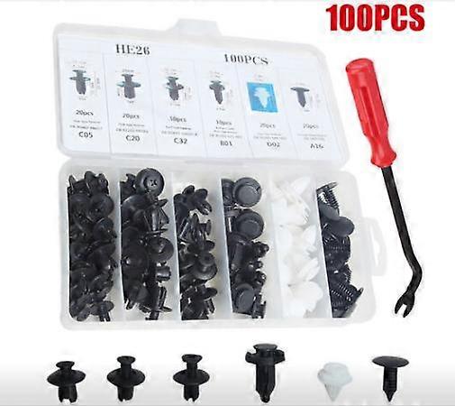 100pcs Universal Assorted Plastic Car Body Push Rivet Bumper Fasteners Clip Trim Kit