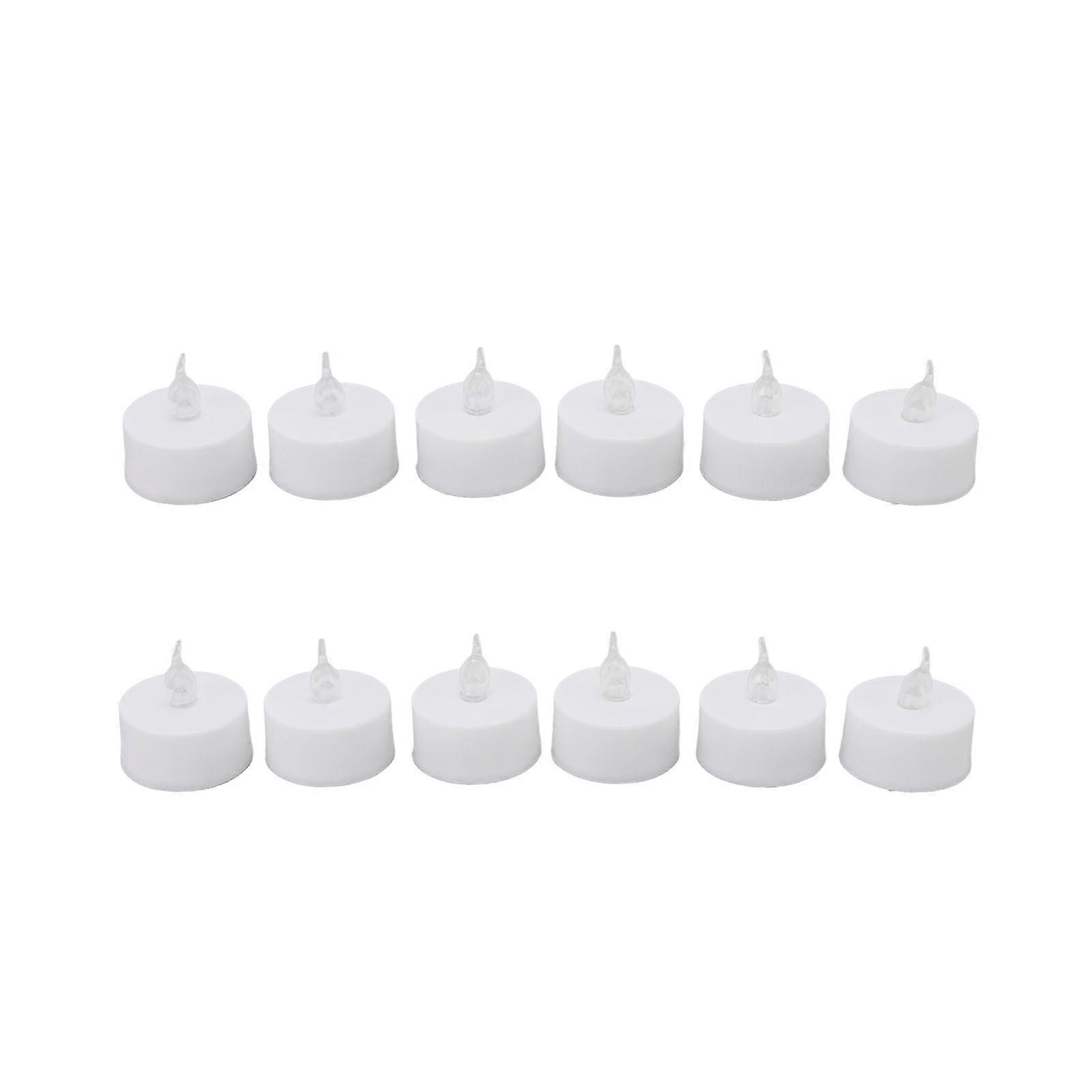 12Pcs Flameless LED Candle Light Tea Lights Candles with Color Transparent Wick Halloween Holiday Party Room Ambinece Props NO.0589