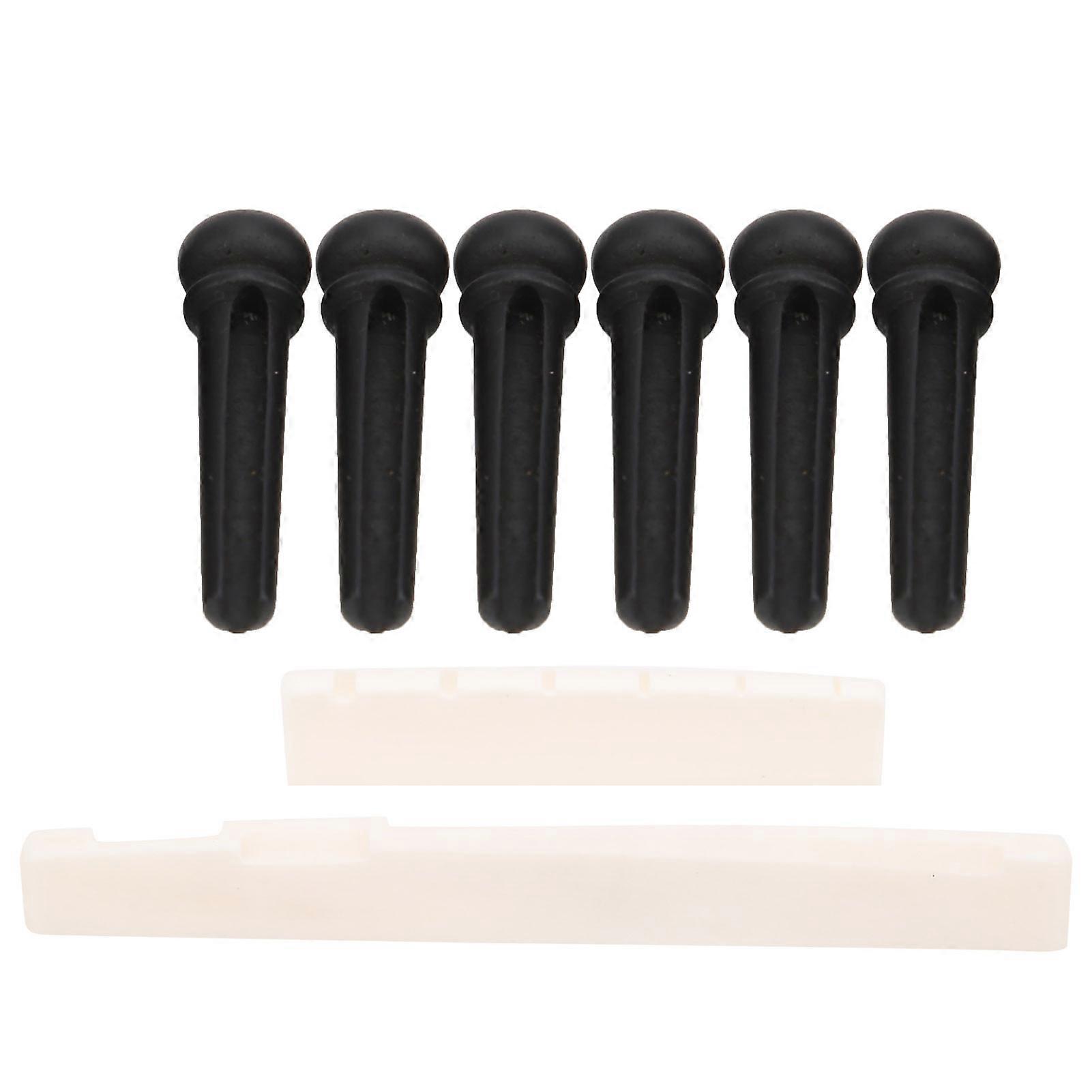 String Stud Kit Ox Bone Guitar Nut and Saddle Strings Tension Adjustment Tool Accessories(Ebony String Stud Ox Bone Nut and Saddle )