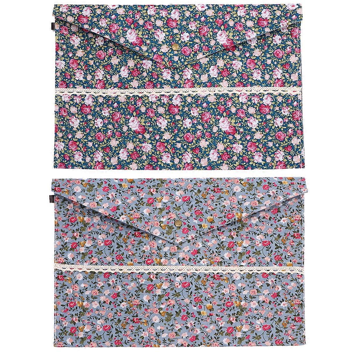 4pcs A4 Size File Document Folder Plush Floral Document Storage Organizer for Office Business Home (Random Style)