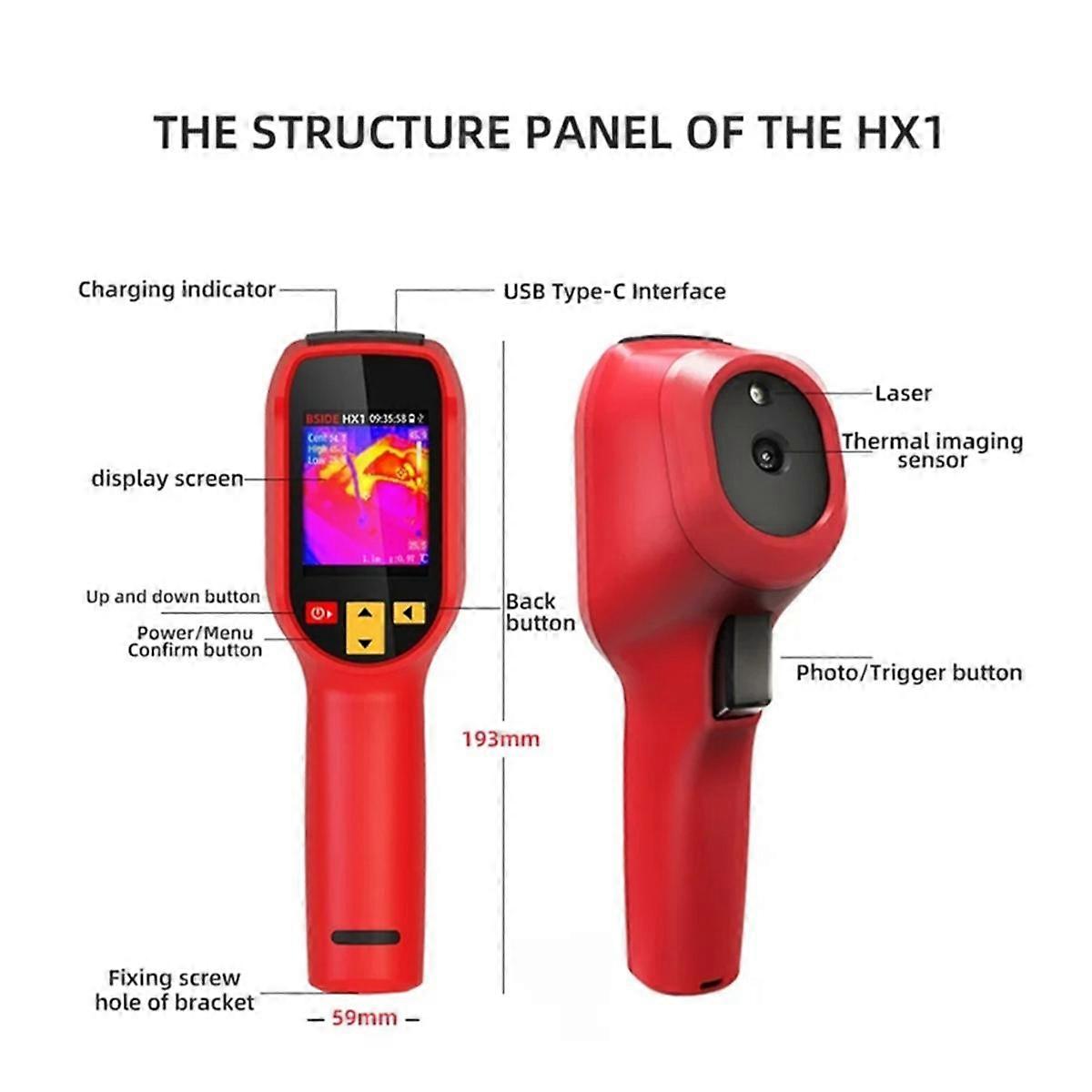 HX1 Handheld Infrared Thermal Imager Microbolometer Portable Radiometric Thermometer Thermal Camera