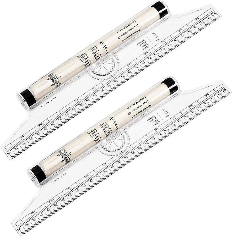 2 Pieces Rolling Parallel Ruler, Rolling Drafting Ruler, Multipurpose Rolling Ruler, Desktop Measuring Rolling Ruler, For Vertical Parallel Line Geome