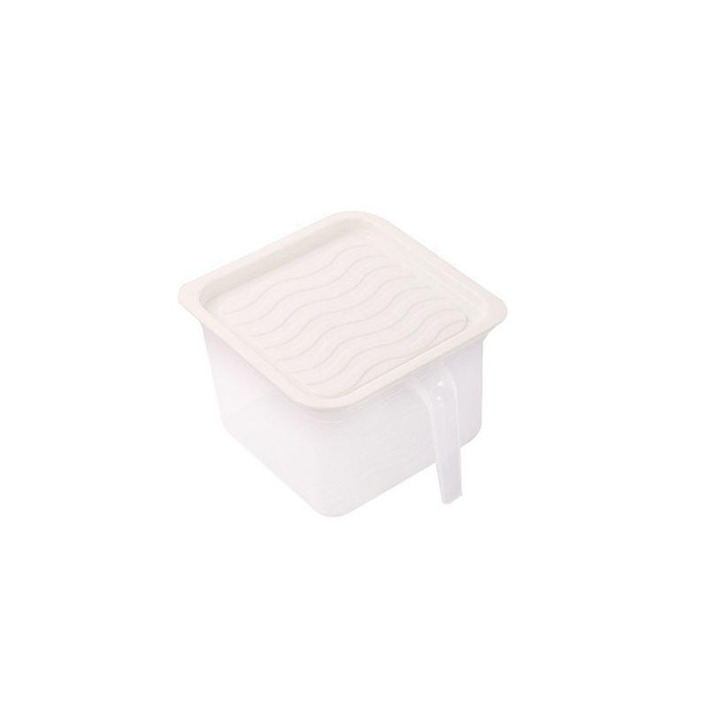 Transparent sealed plastic refrigerator crisper with handle kitchen cereal storage box (blue)
