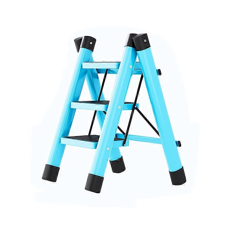 Step Ladder Folding 3 Steps Non Slip Waterproof Rustproof Household Handling Equipment Blue