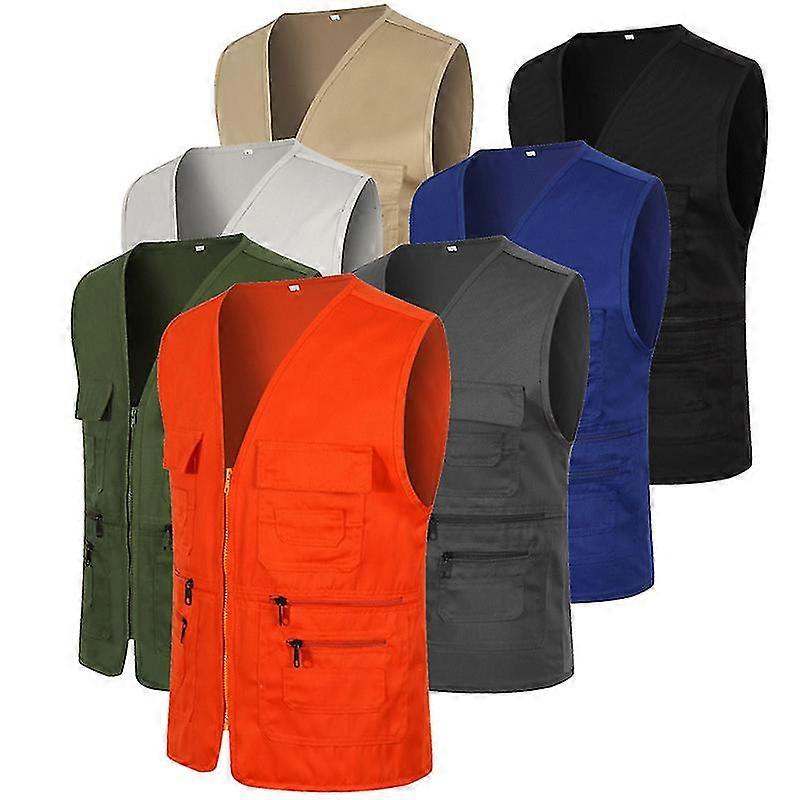 JOHX Men Cargo Multi Pockets Utility Vest Camping Fishing Hiking Gilet Waistcoat Top