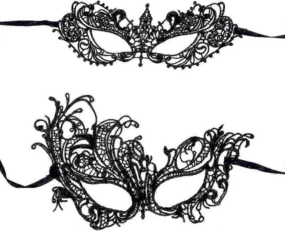 2PCS Mysterious Fun Lace Masks for Masquerade Proms  Hallowmas Party  Photo Shoot