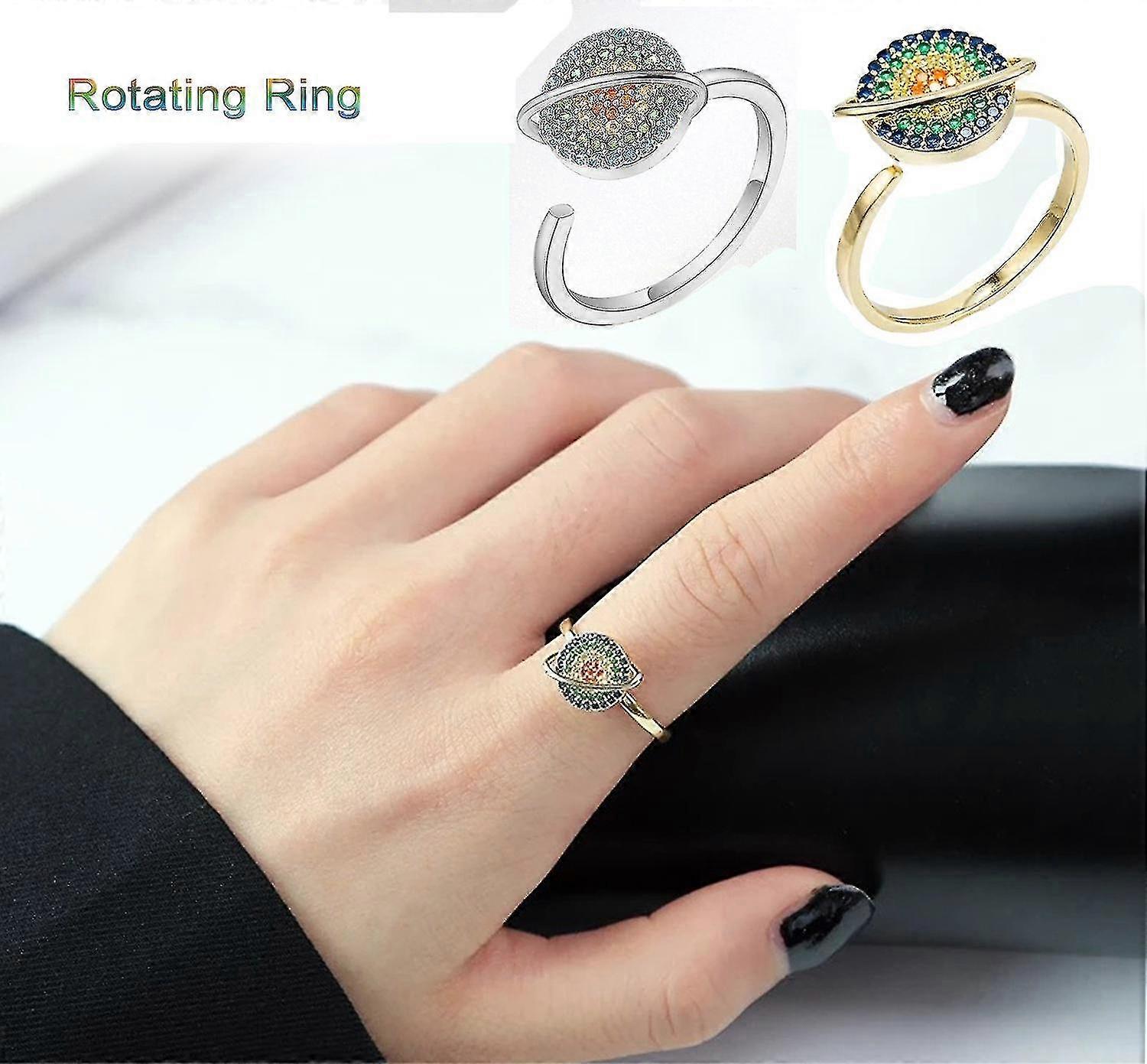 Anello Antistress Girevole Con Zirconi - Gioiello In Acciaio Inossidabile Per Donne - Foto 14