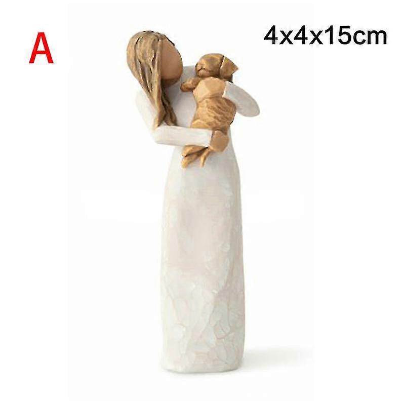 Family Parent-child Hugging Resin Ornament Hugging Pet Decoration Sculpture Minimalist Resin Craft Christmas Gift