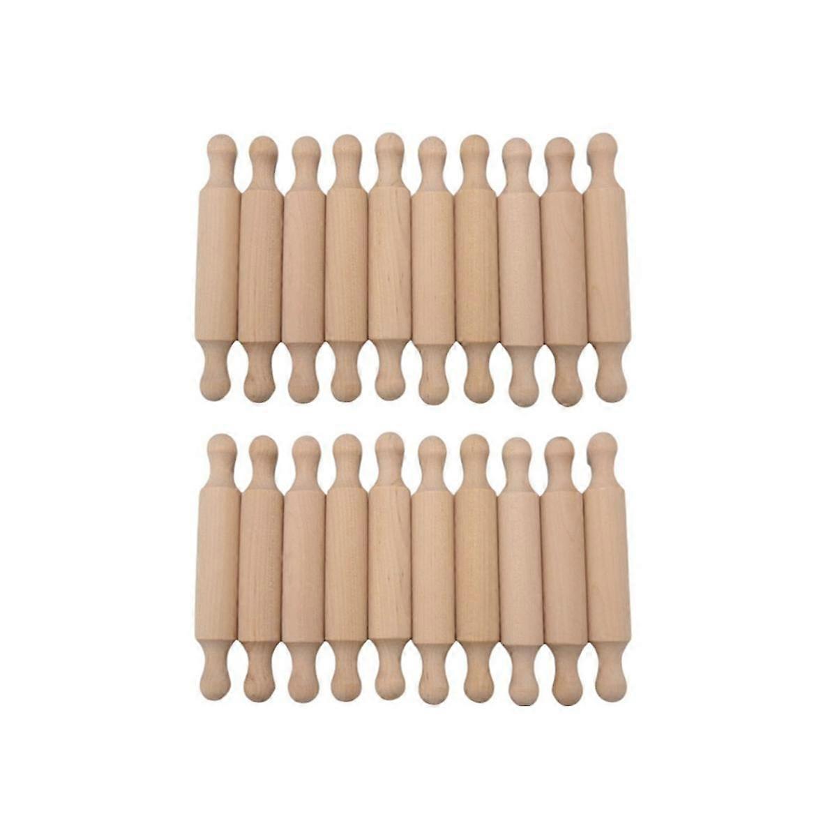 20PCS Mini Rolling Pins for Crafts, Small Wooden Dough Roller for Children in the Kitchen Baking Wo