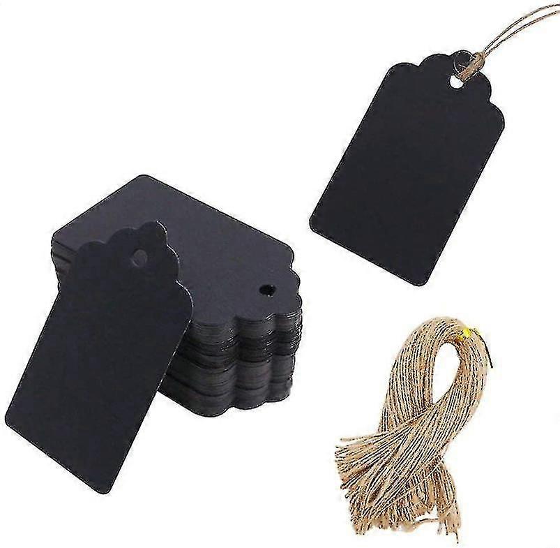High Quality Black Gift Tags with String - Pack of 100, Double Sided Price Tags Included