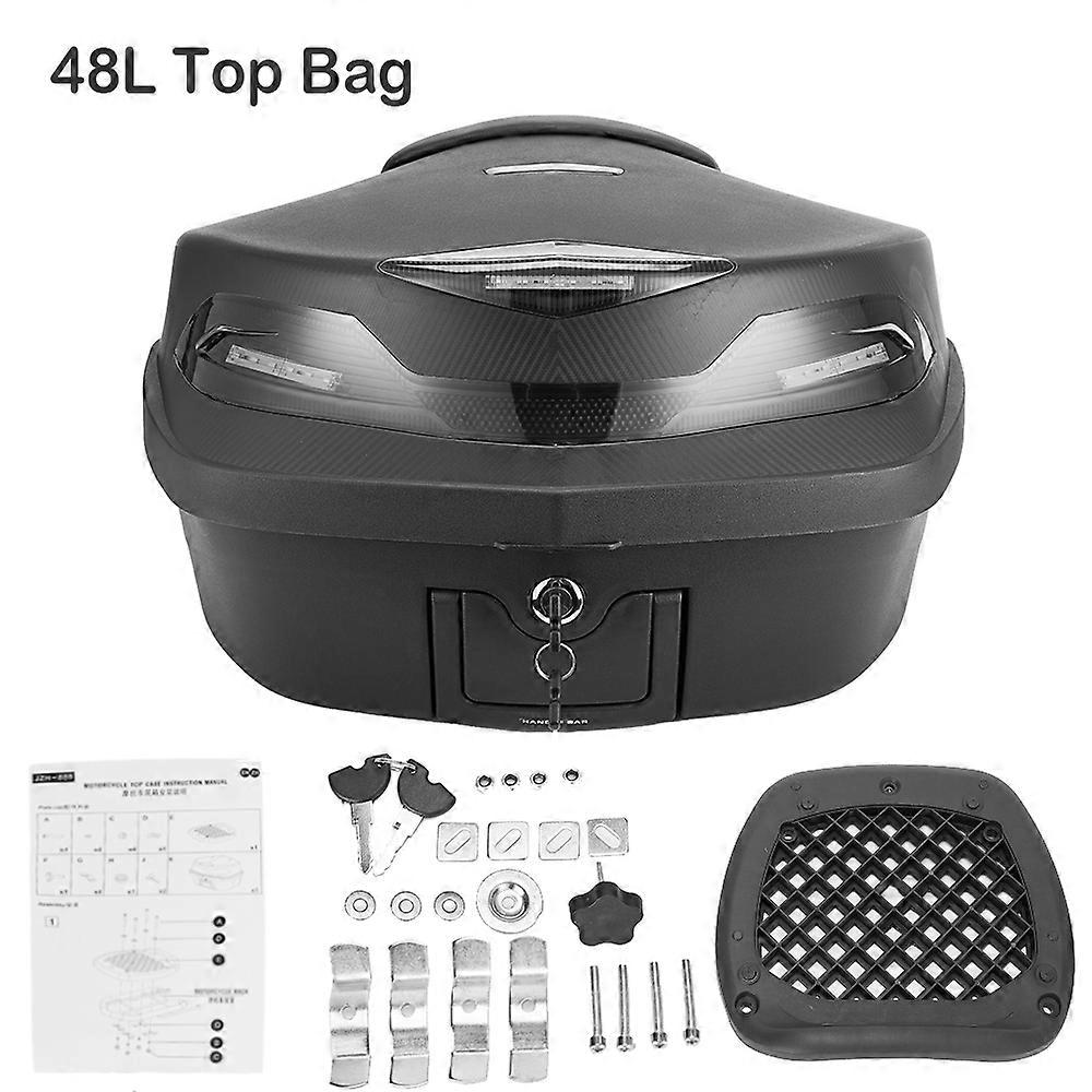 Moto 48L Universal Tour Tail Box Scooter Trunk Luggage Top Lock Rangement Carrier Case avec dossier souple avec lumière LED