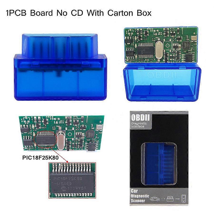 50pcs/Lot 2PCB V1.5 Firmware ELM327 Bluetooth OBD2 Code Reader Works Android ELM 327 Diagnostic Scanner