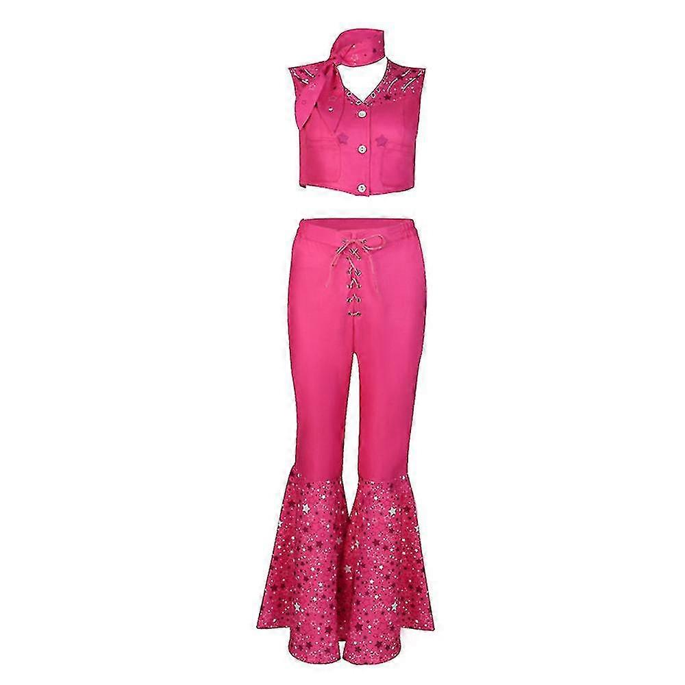 Women Barbie Cosplay Costume 70s 80s Hippie Cowgirl Outfits Set 