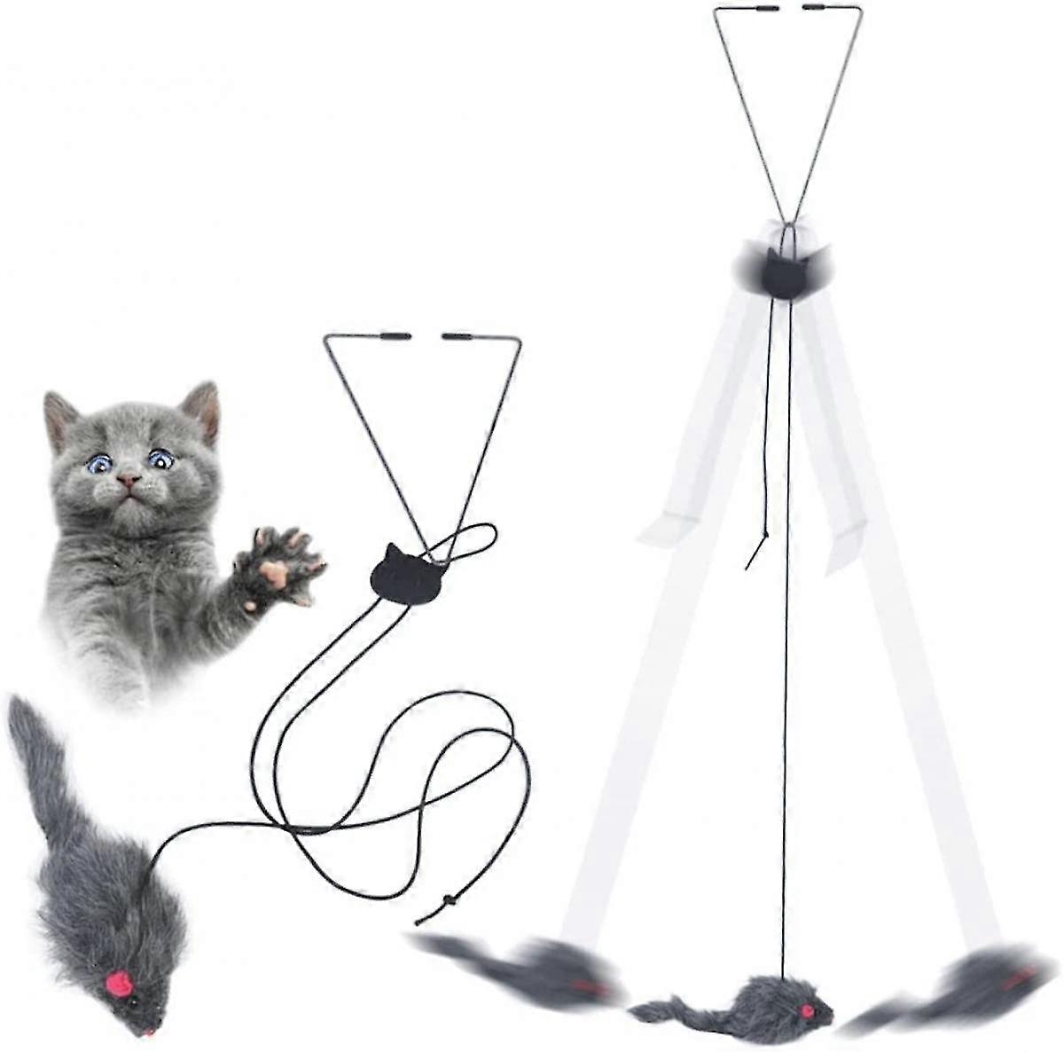 Interactive Cat Feather Toys,Retractable Cat Teaser Toy Hanging Interactive cat Toys for Indoor Cat