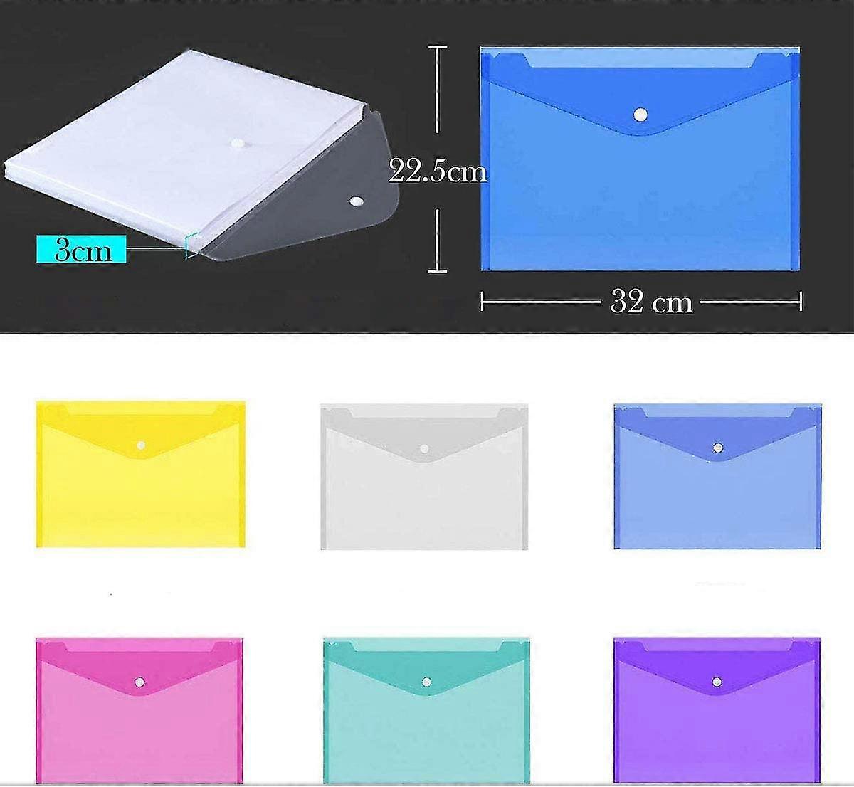 Plastic Wallets, 12pcs A4 Folder Document Files Envelope Folders Pockets