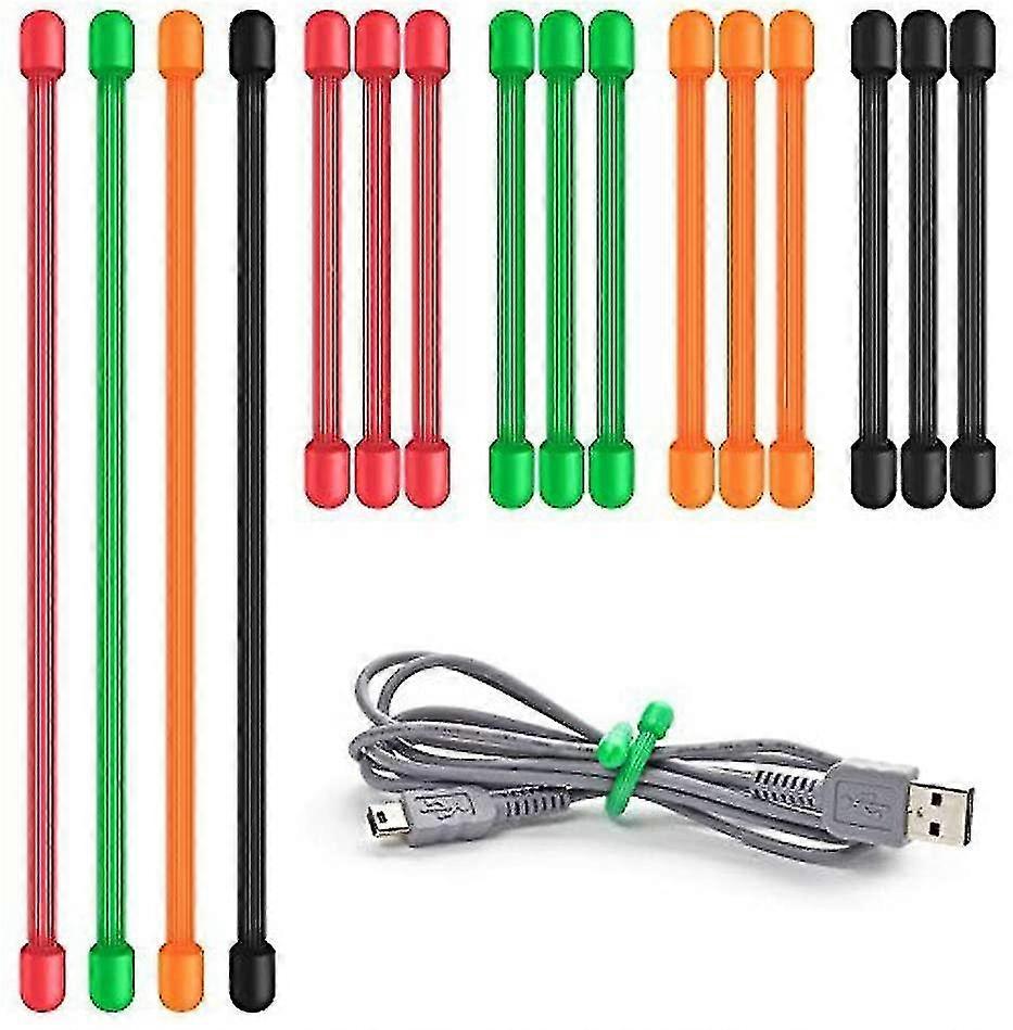 Twist Ties 16 Pack Silicone Cable Ties Organisateur de cordon en caoutchouc réutilisable polyvalent pour la gestion des câbles (3 pouces, 6 pouces)