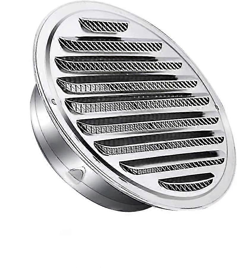Ventilation grille made of stainless steel 140 mm, weather protection slats, with mosquito net and ring Circular air outlet grille, ladacea