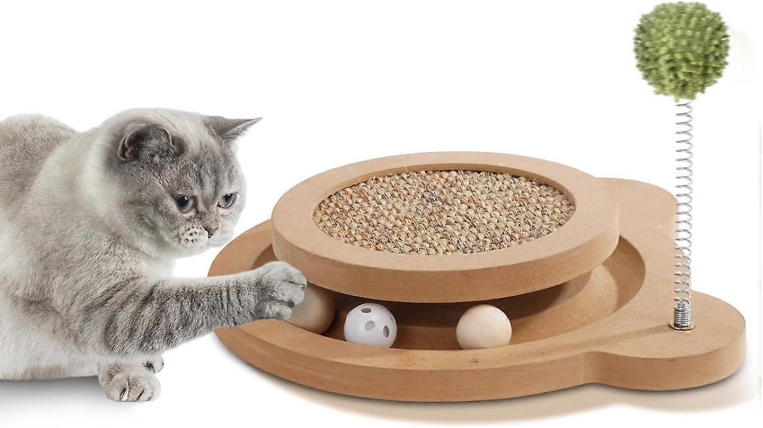 Cat Scratcher, 3rd Generation Cat Scratching Board, 3 In1 Cat Toys for Indoor Cats, Kitten Interactive Cat Toy with Springs & Ball, Mental and Physica
