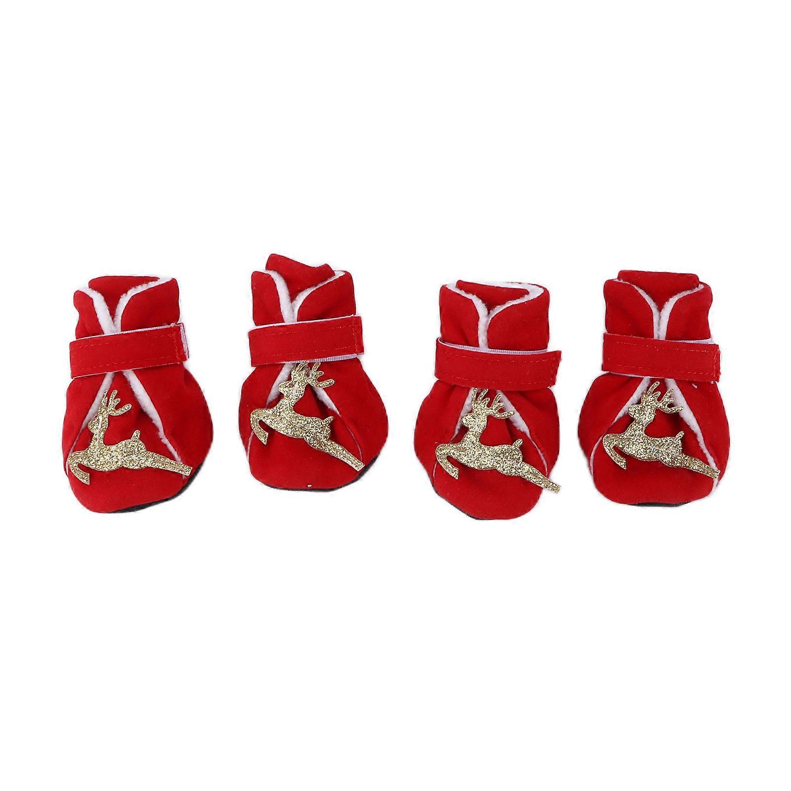 4pcs Dog Warm Shoes Cute Comfortable Warm Christmas Dog Winter