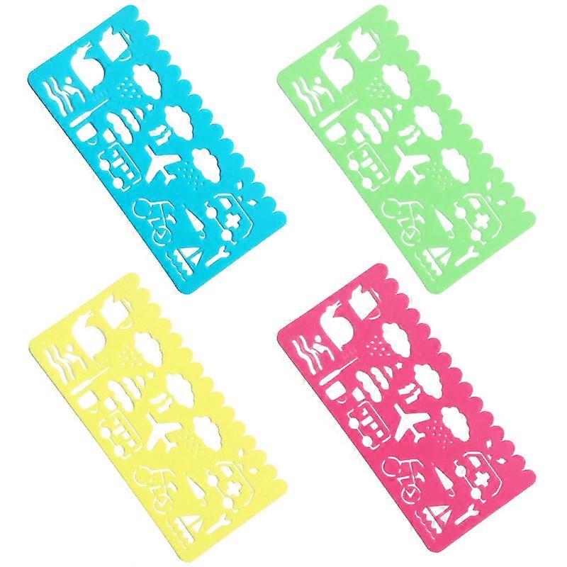 4Pcs Template Image Ruler DIY Paper Card Craft Painting Stencil Drawing Tool
