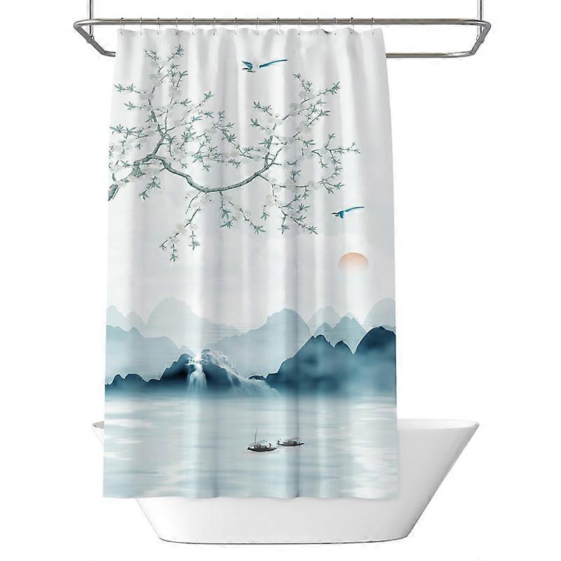 Landscape painting printed shower curtain waterproof