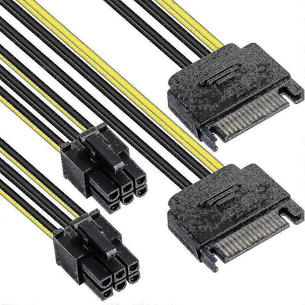 Fgao Sata Power Cable Sata15 Pin To 6 Pin Pci Graphics Video Card,2pcs