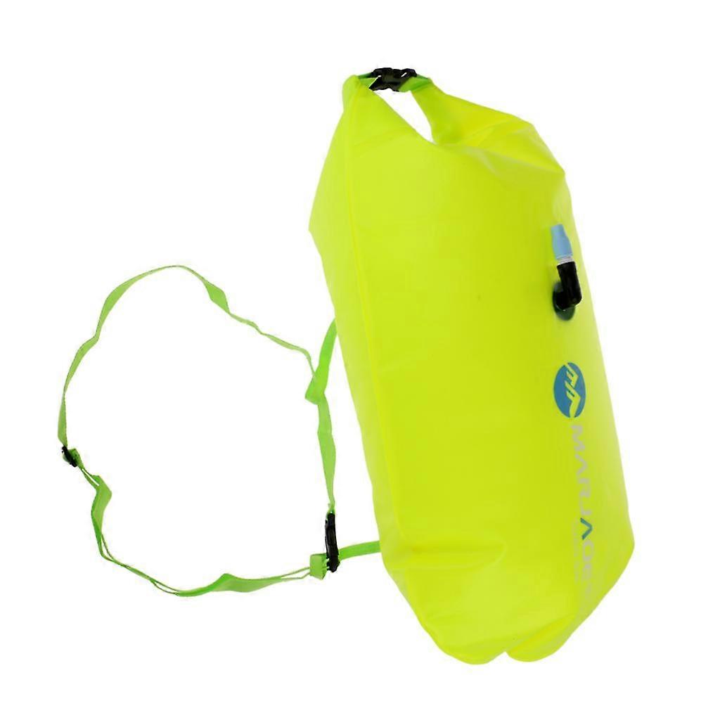 High Visibility Inflatable Dry Bag Open Water Swim Float Tow Bag Fluo Yellow