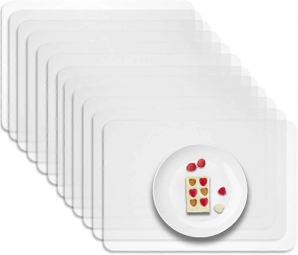 12 Stück transparente Tischsets, waschbare Kunststoff-Tischsets, durchsichtige Tischsets - Kunststoffplatten für Esstisch