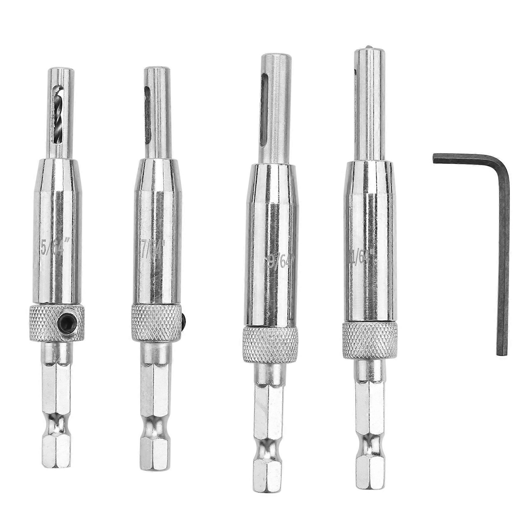 Center Drill Bit Set 5 PCS Self Centering Hinge Core Drill Bit Set for Woodworking, Door Window Dri