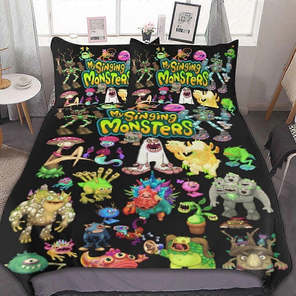 Bedding set HF254 Anime My Singing Monster Bedding Sets 3 Pieces,Multiple sizes to choose from with 1 Duvet Cover + 2 Pillowcases LS254