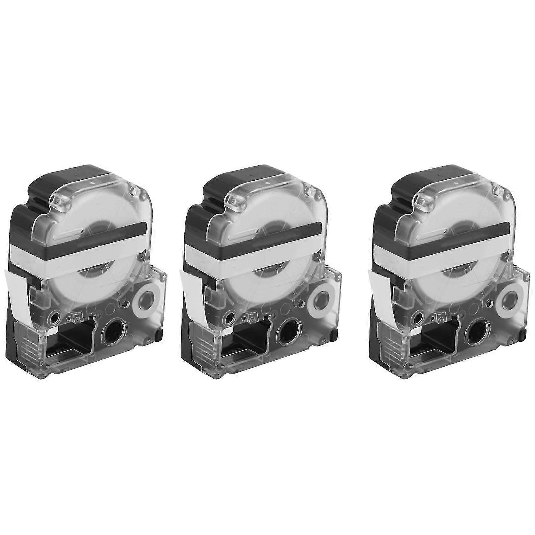 3pcs 12mm Label Maker Tape Label Maker Black on White Label Tape for Epson/KingJim Printer