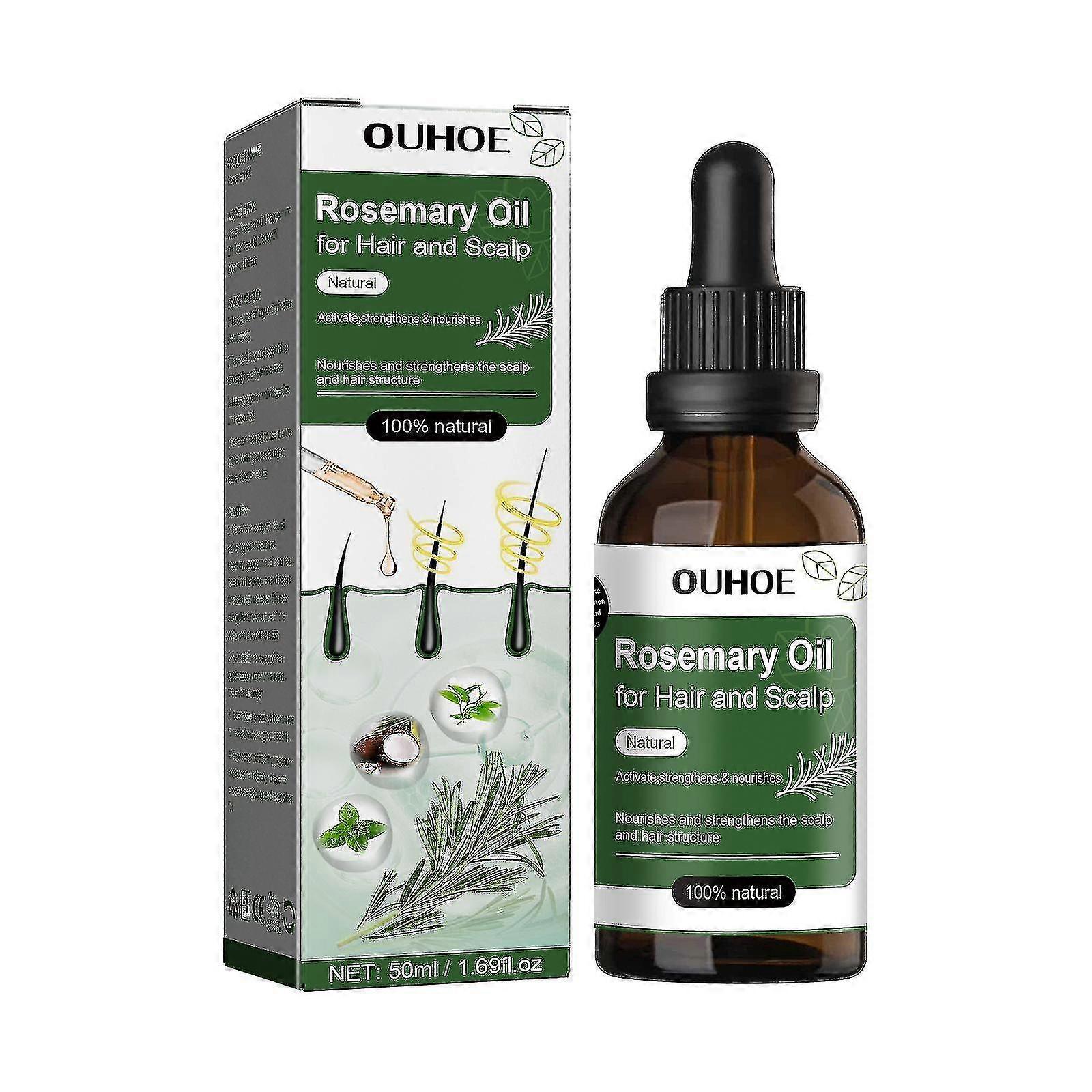 50ml Olejek Rozmarynowy 2szt Do Włosów I Skóry Głowy Olejek Do Włosów Na Wypadanie Włosów Stymulujący Wzrost Włosów I Pielęgnację Skóry Głowy Z Rycyną - Ya
